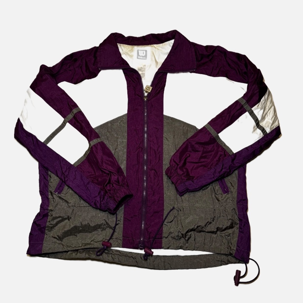 Vintage 90s Wilson Colorblock Windbreaker Women's Size Medium Purple/Gray/White